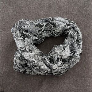 Elegant Black and Gray Lace Scarf